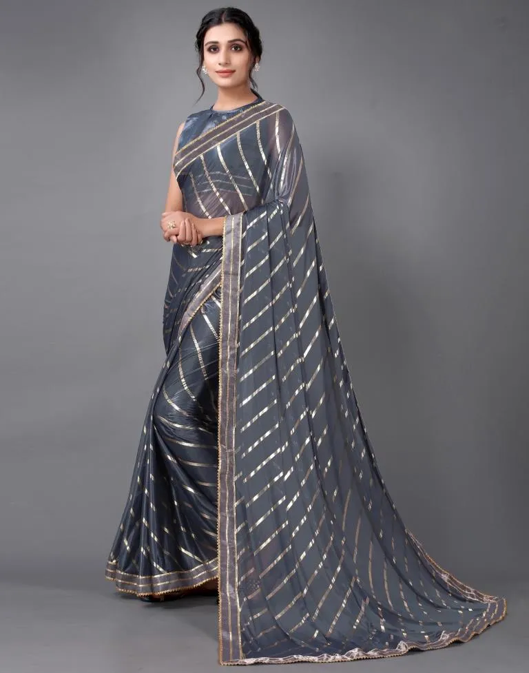 Grey Silk Saree