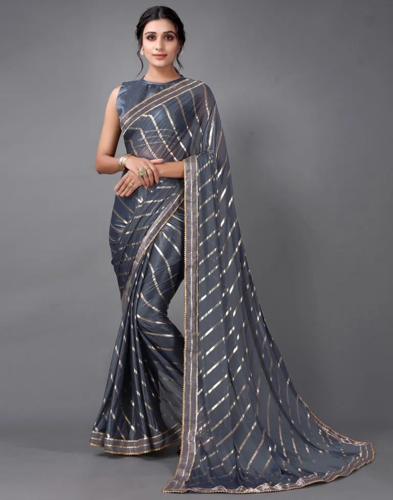 Grey Silk Saree