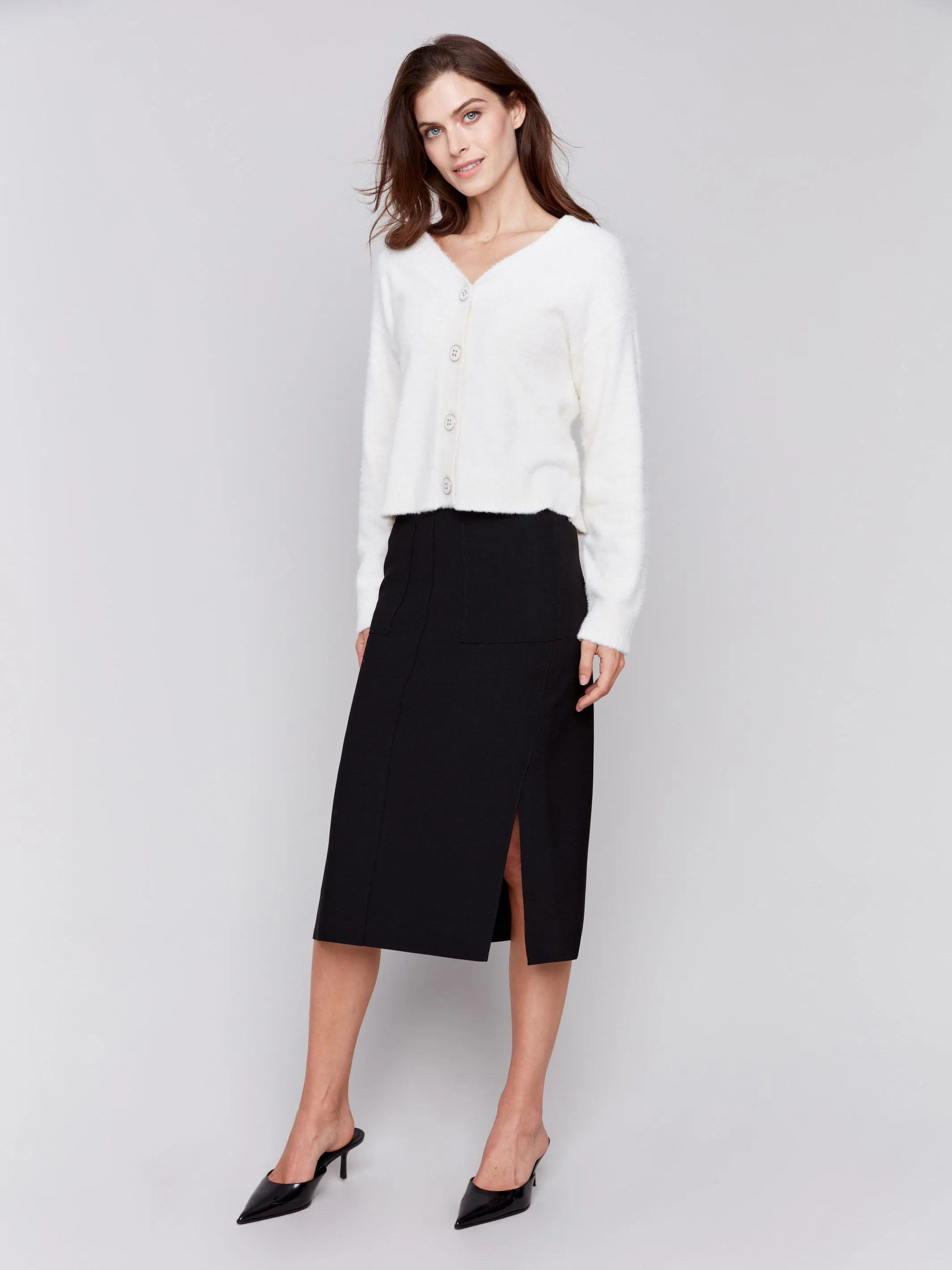 Gutsy Crepe Skirt with Patch Pockets - Black