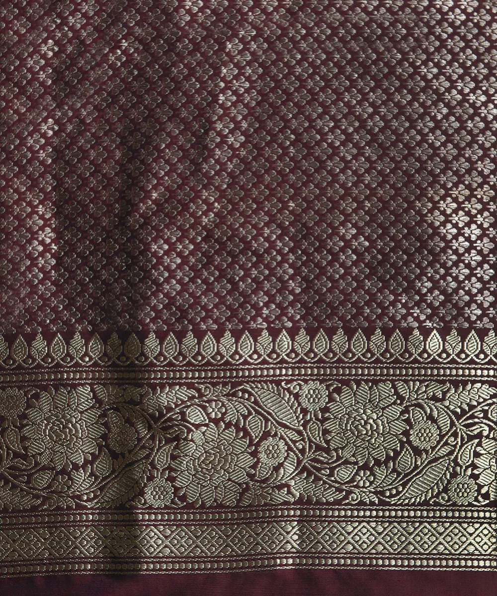 Handloom Maroon Sona Rupa Kadhwa Banarasi Jangla Saree