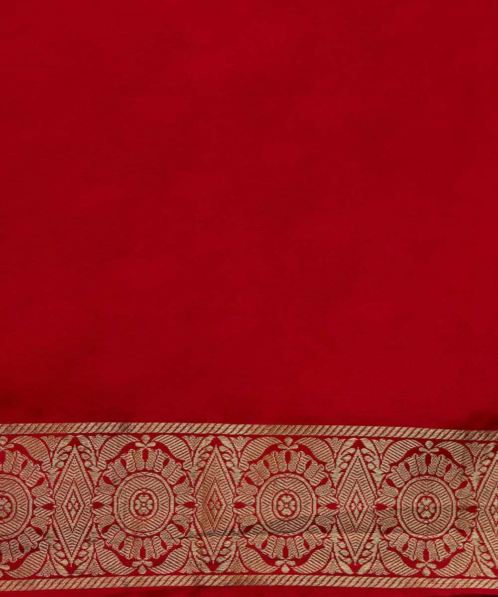 Handloom Red Pure Katan Silk Banarasi Saree With Jaal And Bhutta Motif