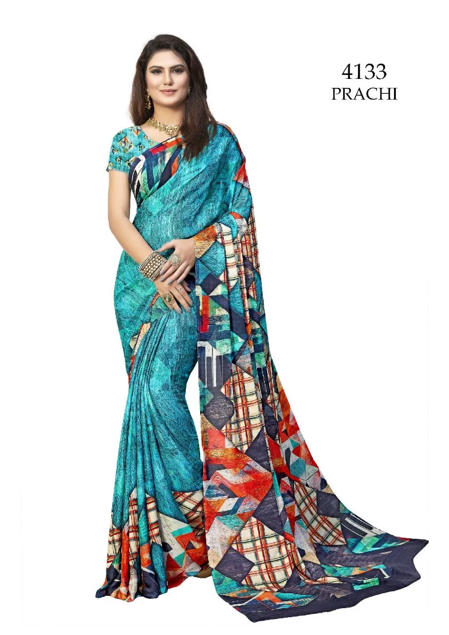 Kessi Presents Prachi Georgette Printed Fancy Designer Sarees