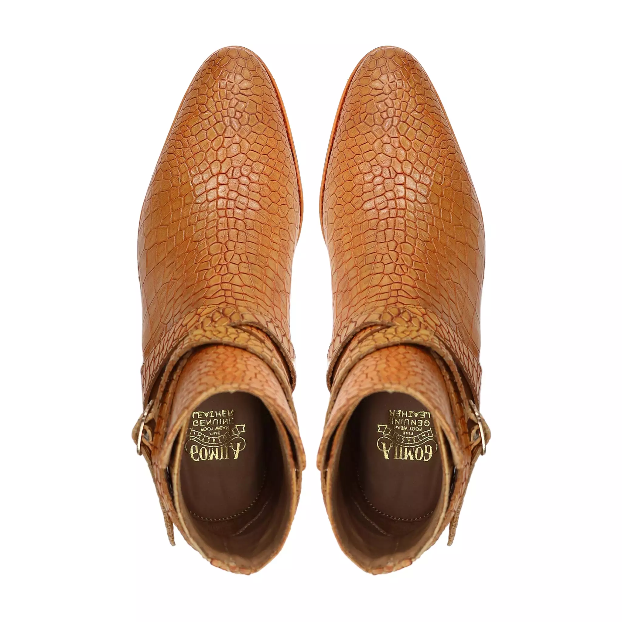 Kongs - Men's Tan Crocodile Printed Calf Leather Jodhpur Boot