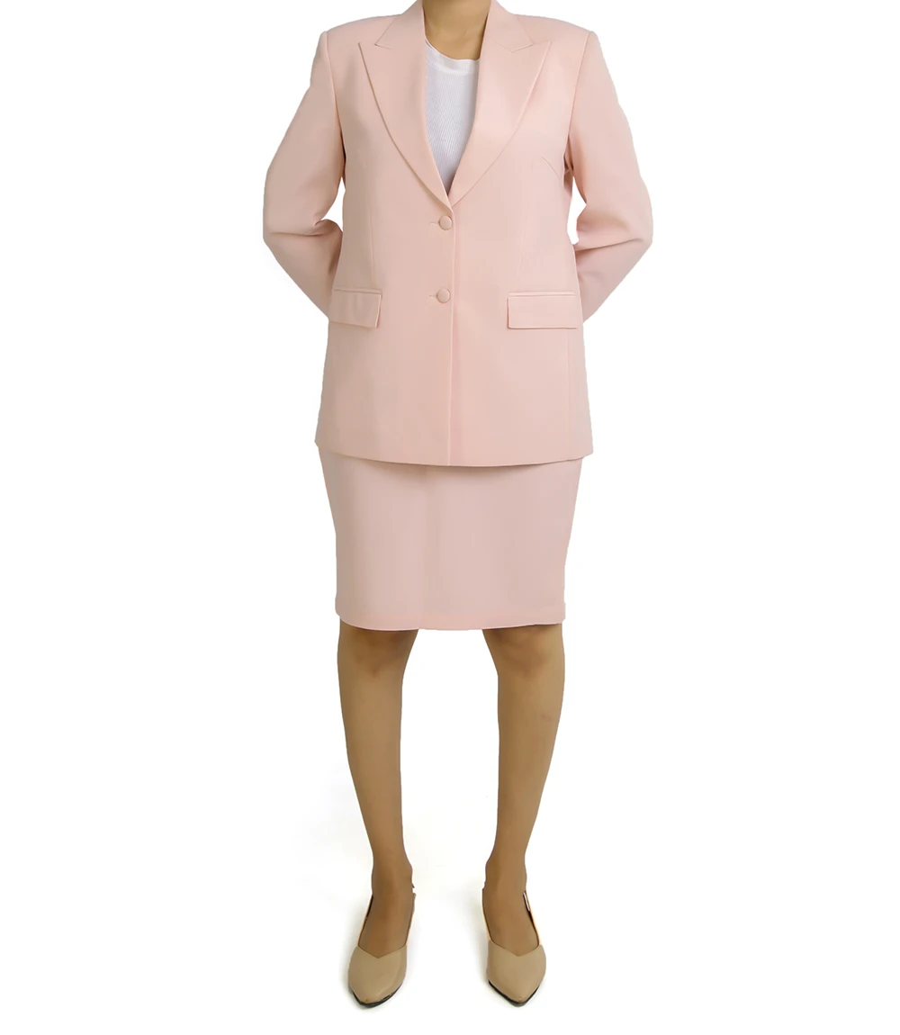 Lea Women's Light Pink Regular Fit Skirt Suit