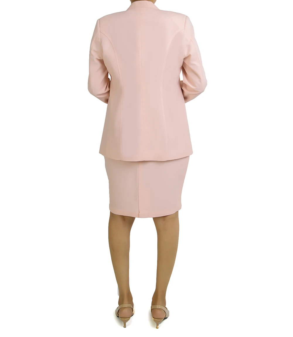 Lea Women's Light Pink Regular Fit Skirt Suit