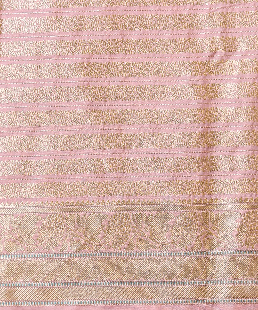 Light Pink Handloom Kadhwa Booti Pure Katan Silk Banarasi Saree