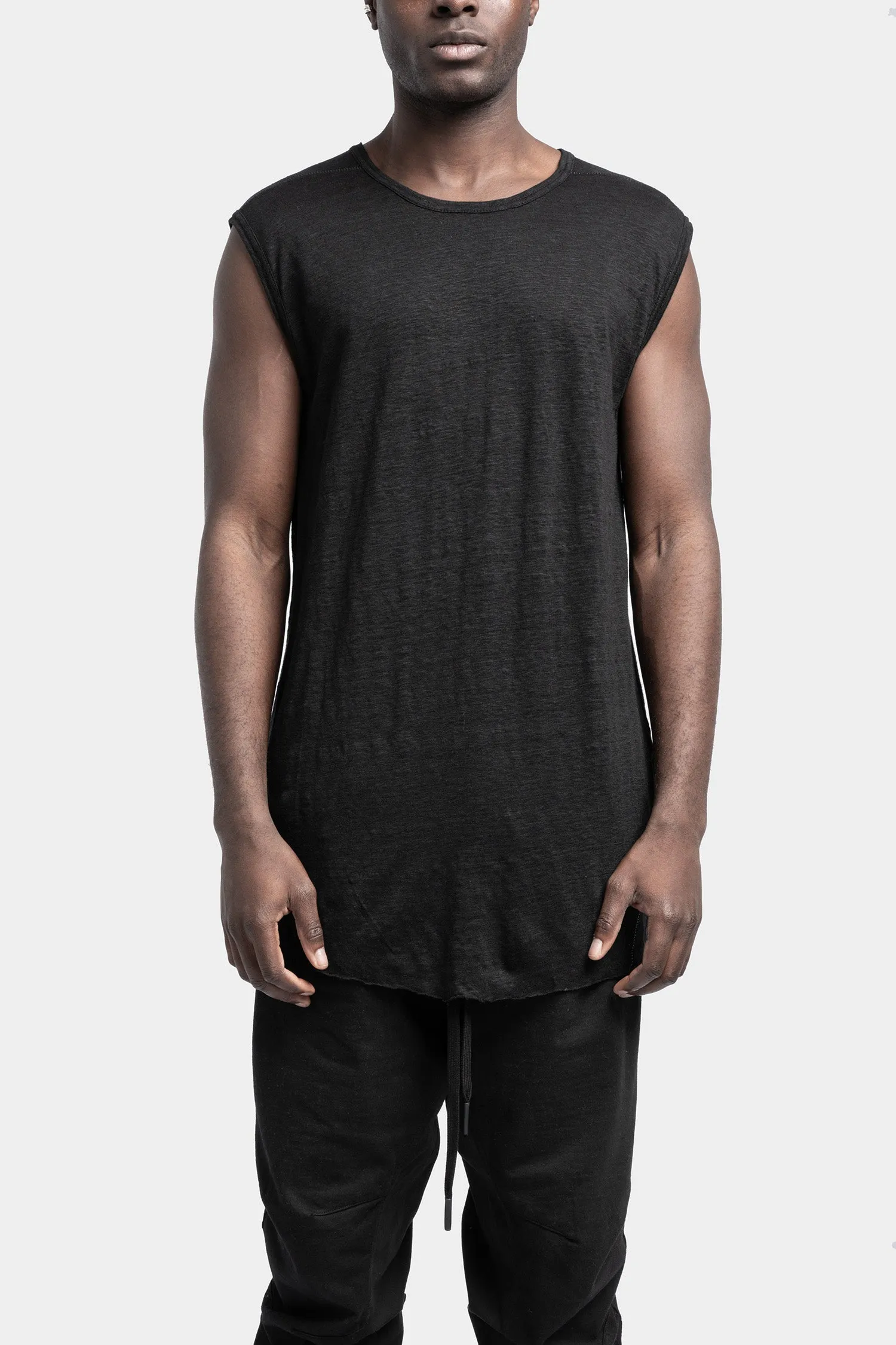 Lightweight linen tank top, Noir