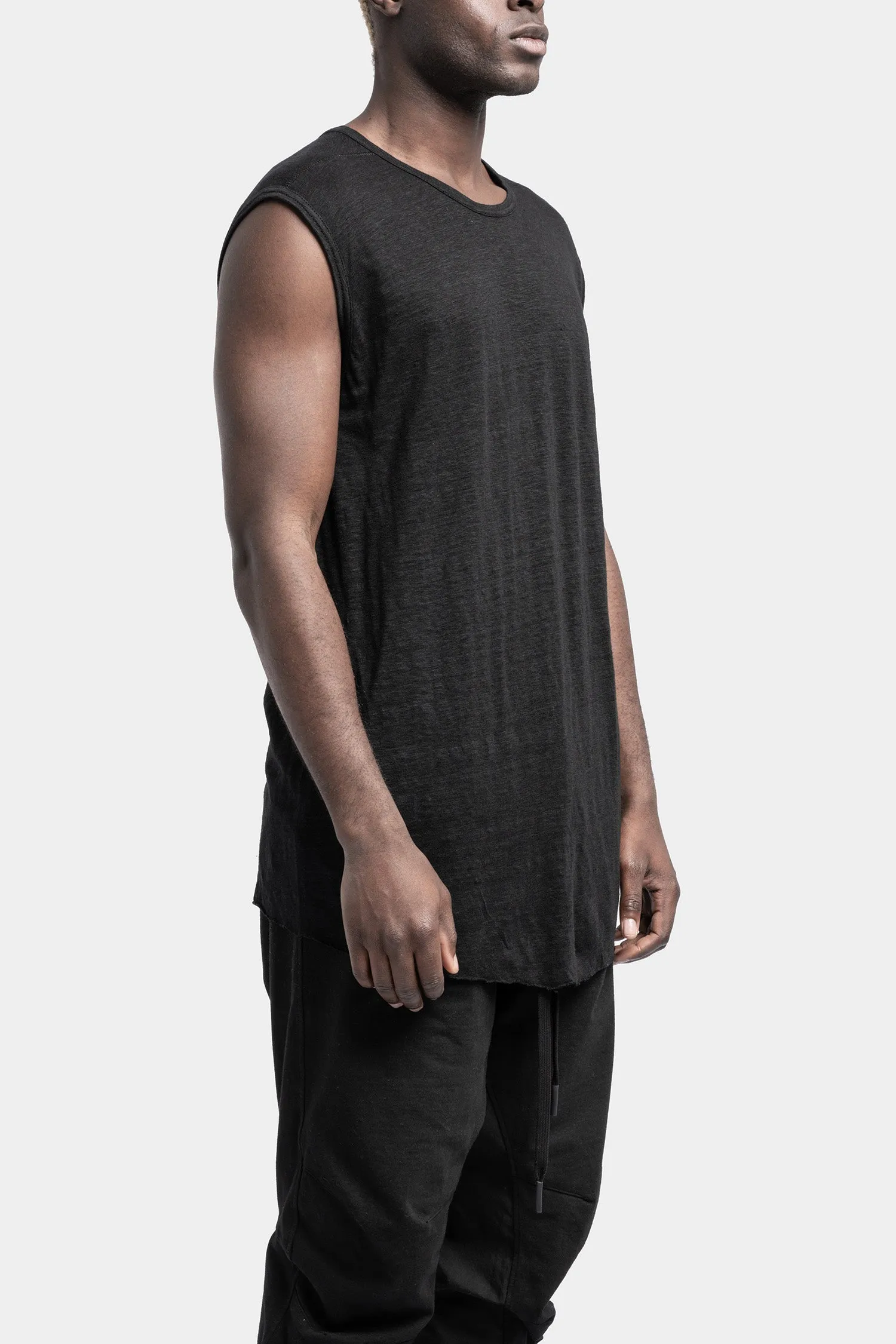 Lightweight linen tank top, Noir