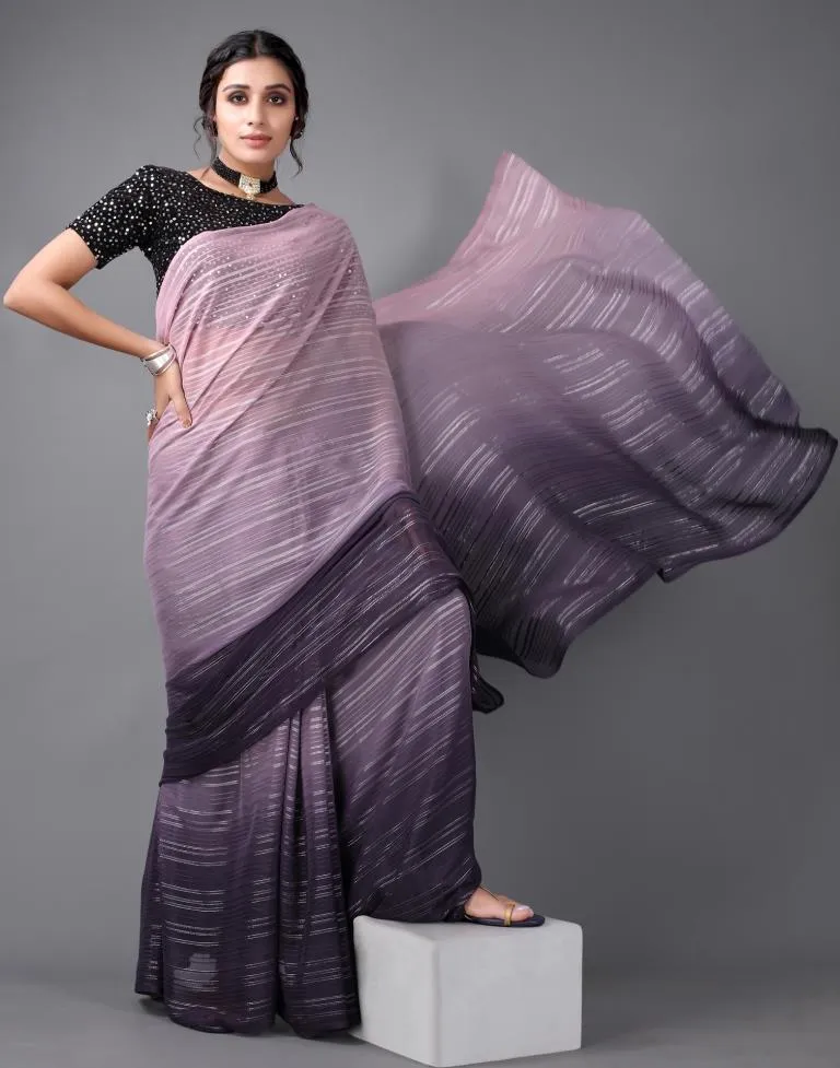 Lilac Georgette Saree