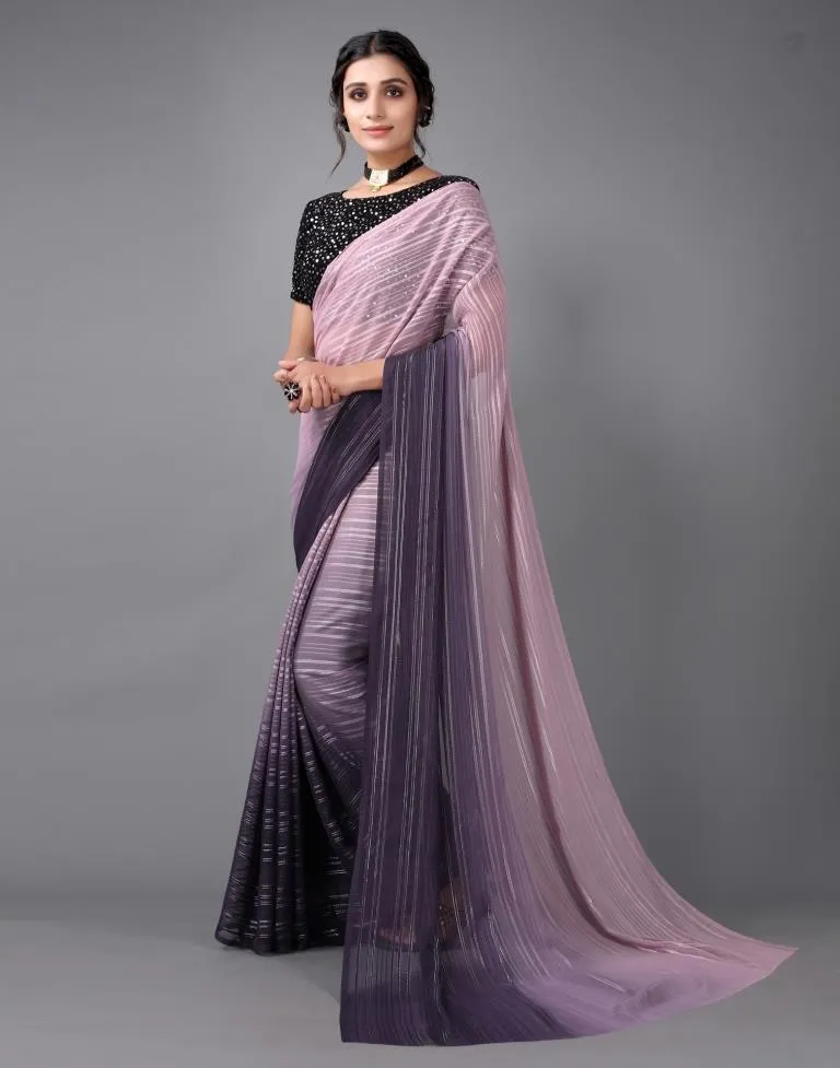 Lilac Georgette Saree