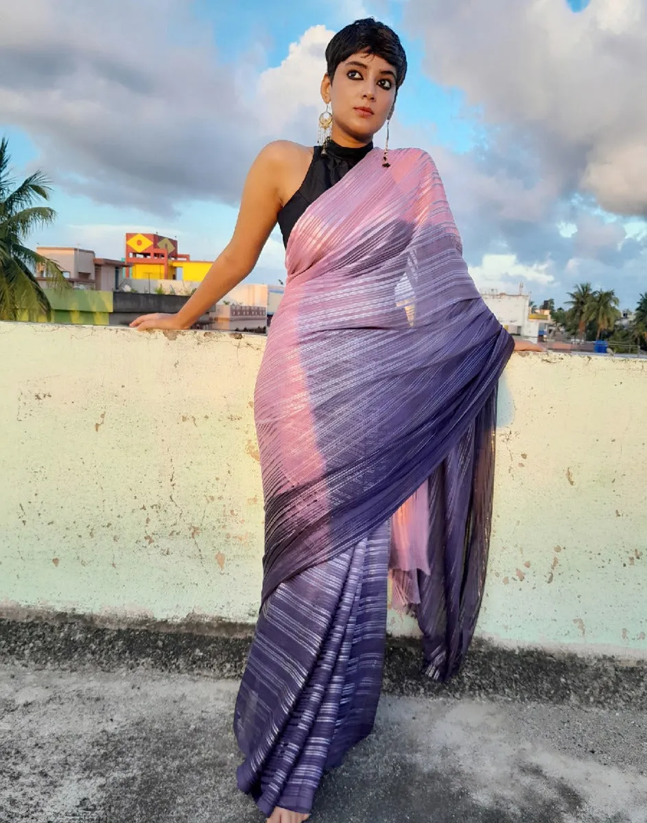 Lilac Georgette Saree