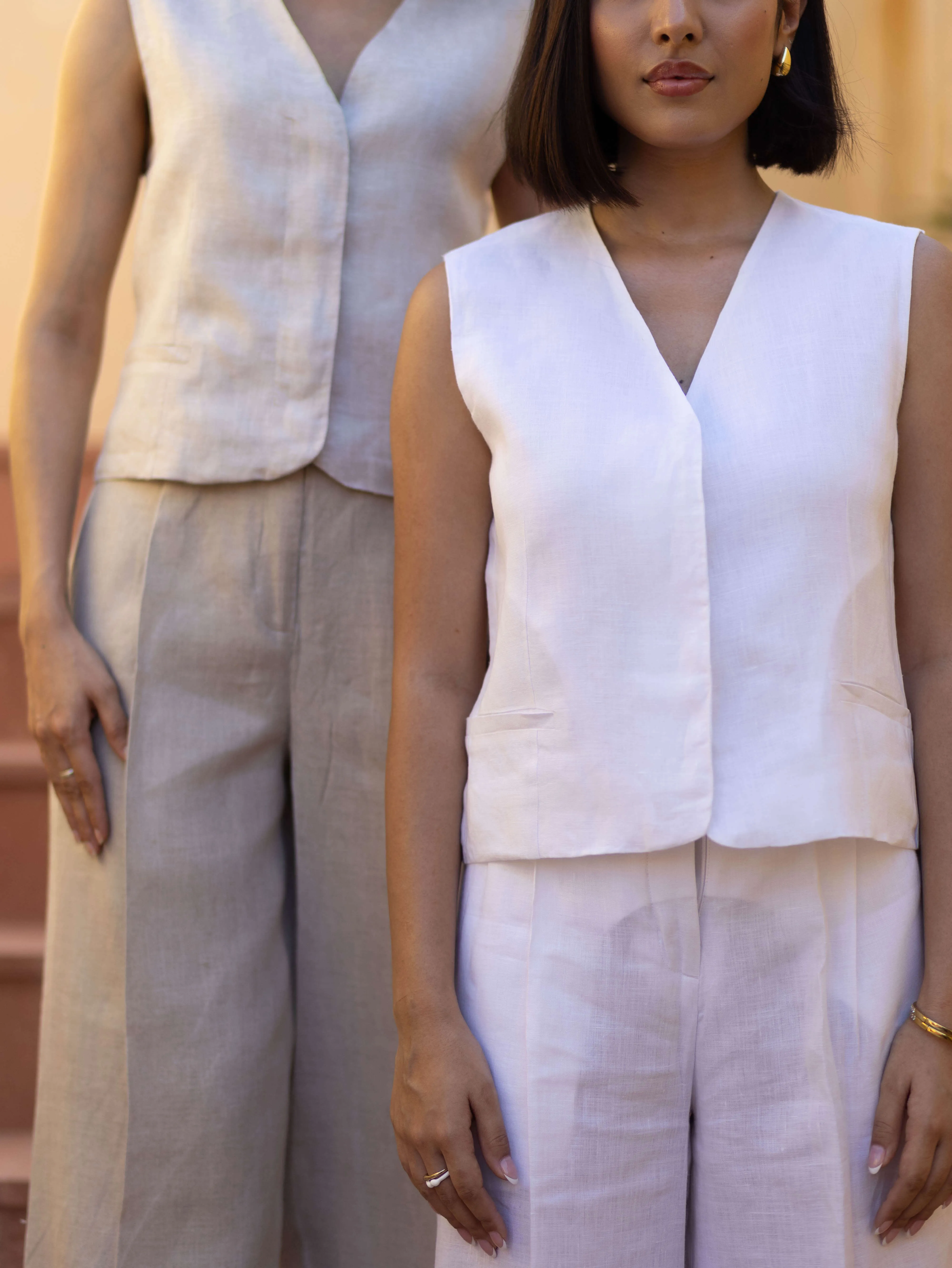 Linen Waistcoat White