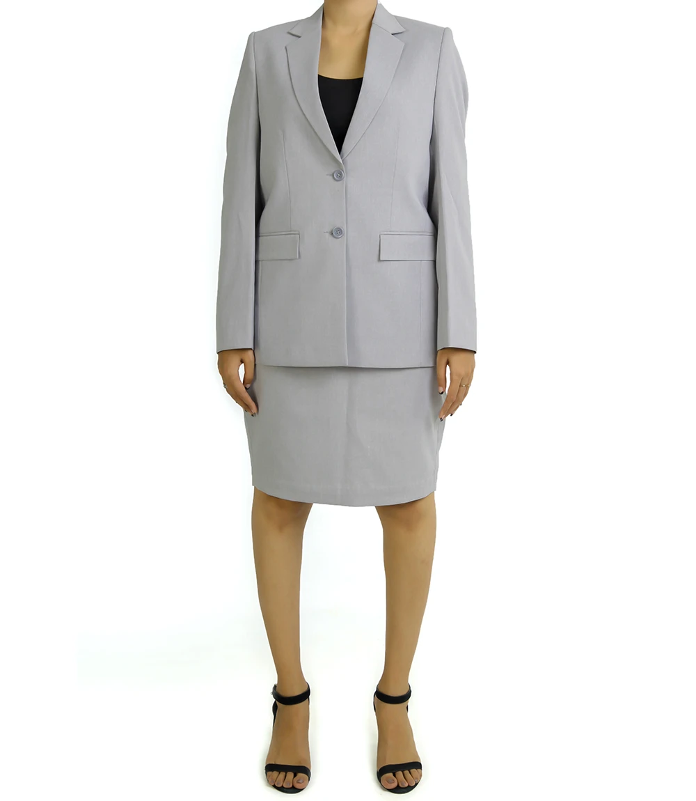 Lisa Women's Grey Regular Fit Skirt Suit