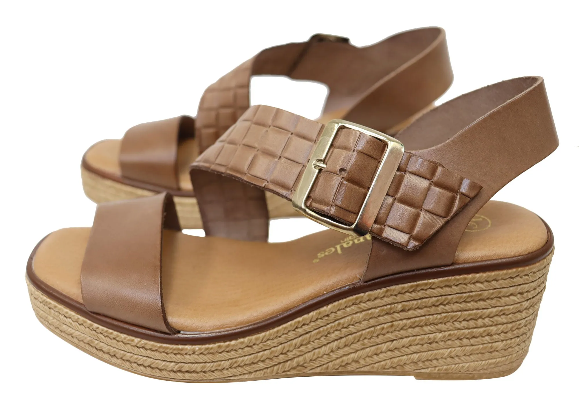 Lola Canales Kristine Womens Spanish Leather Wedge Sandals