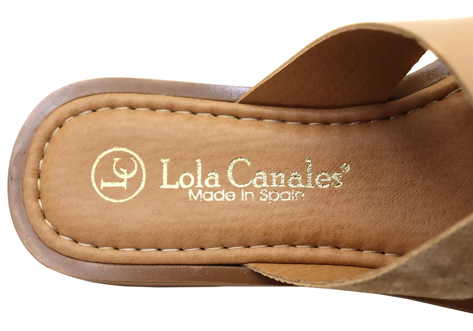 Lola Canales Nelli Womens Comfort Leather Slides Sandals Made In Spain