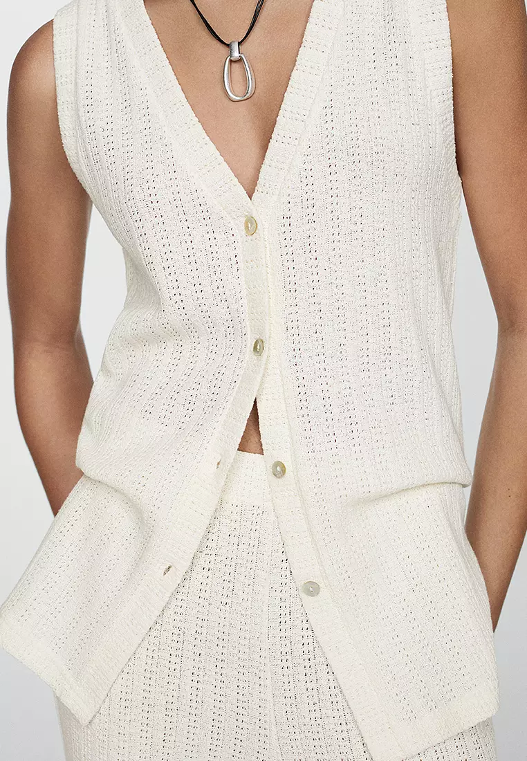 Mango Crochet Button Waistcoat