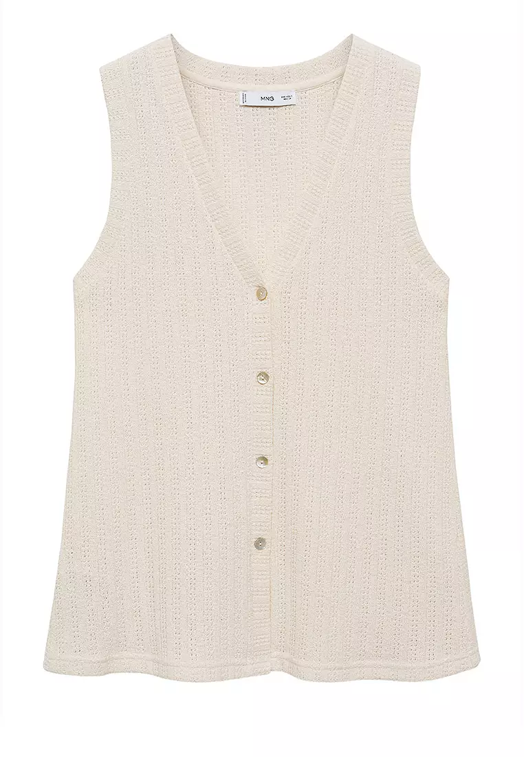 Mango Crochet Button Waistcoat