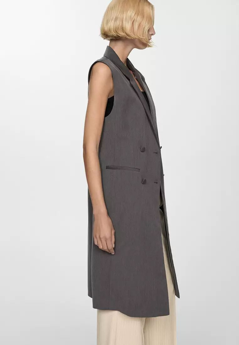 Mango Long Buttoned Waistcoat