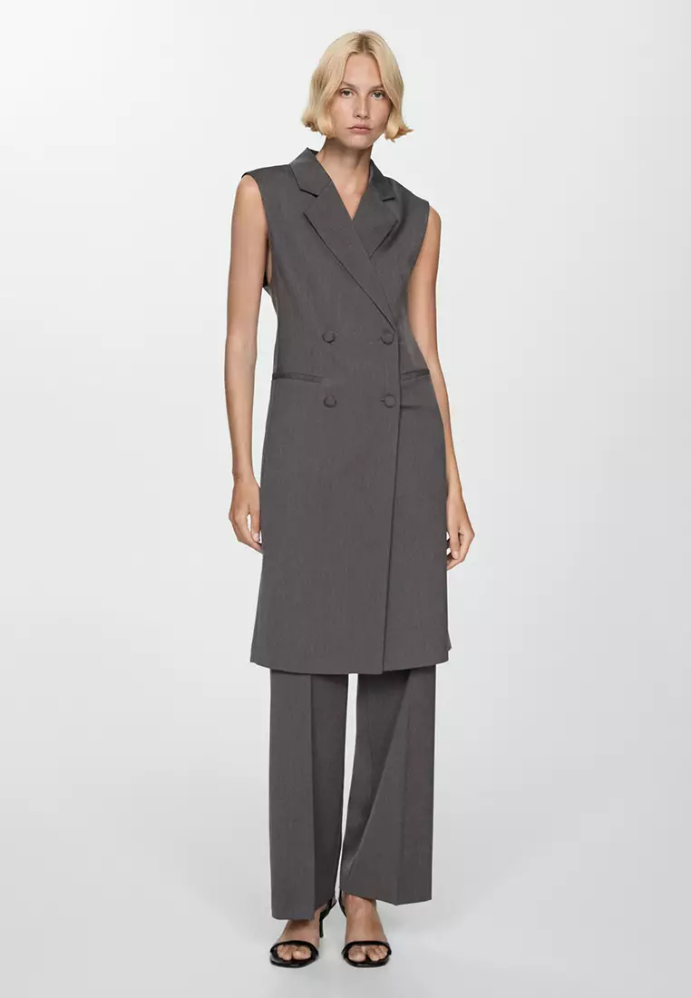 Mango Long Buttoned Waistcoat