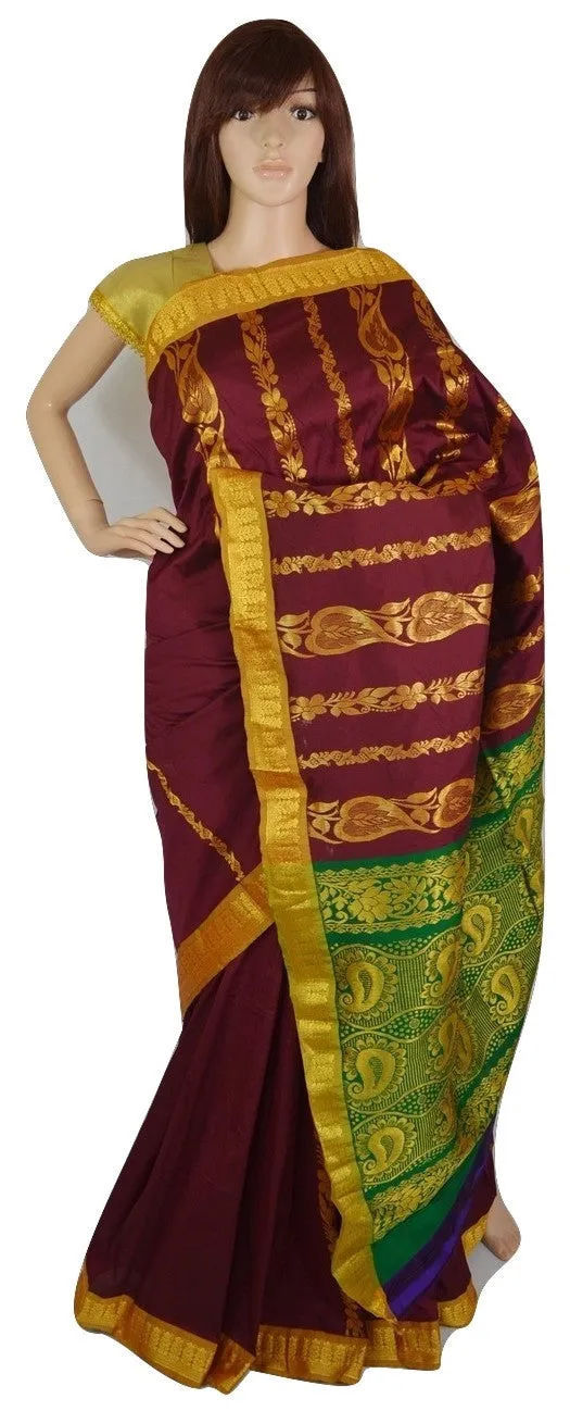 Maroon & Green Colour  Silk Saree