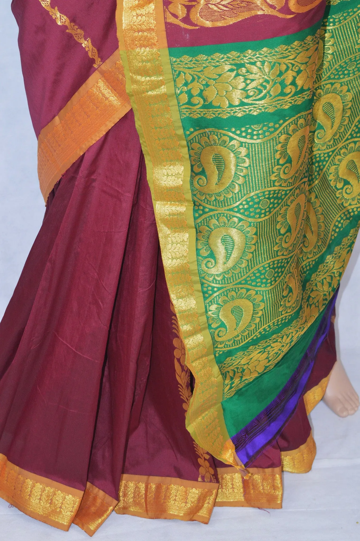 Maroon & Green Colour  Silk Saree