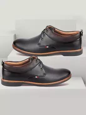 Men Black Formal Lace Up Oxford Shoes with TPR Welted Sole