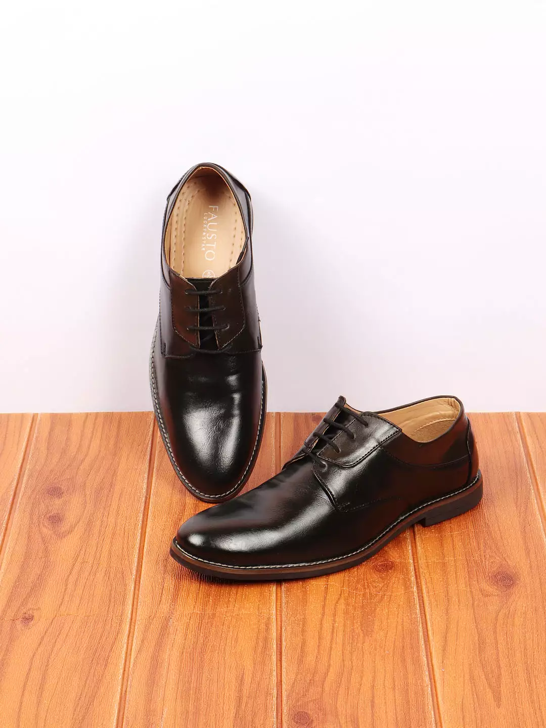 Men Black Lace Up Welted Oxford Shoes