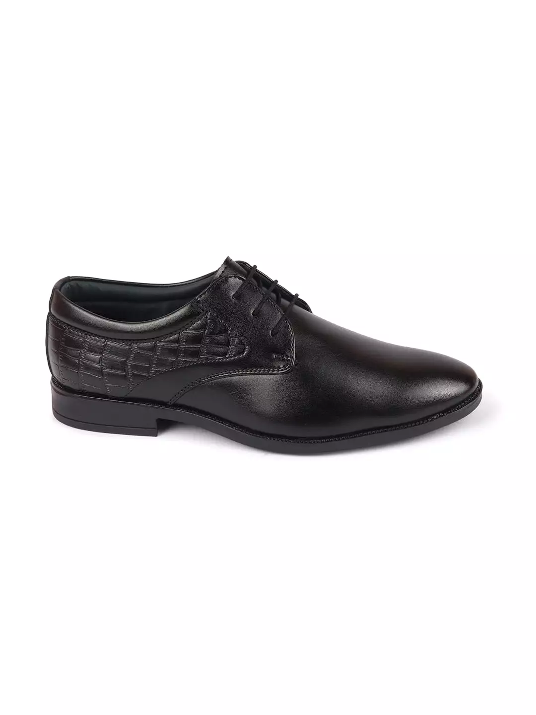 Men Black Wedding Party Embossed Design Oxford Lace Up Shoes