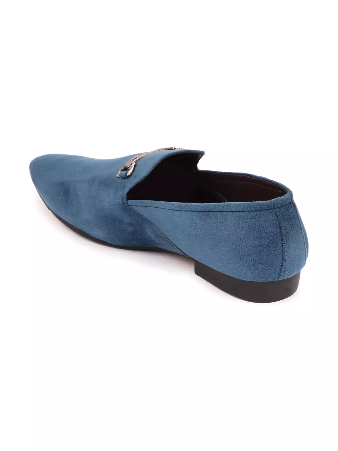 Men Blue Casual Velvet Slip-On Loafers