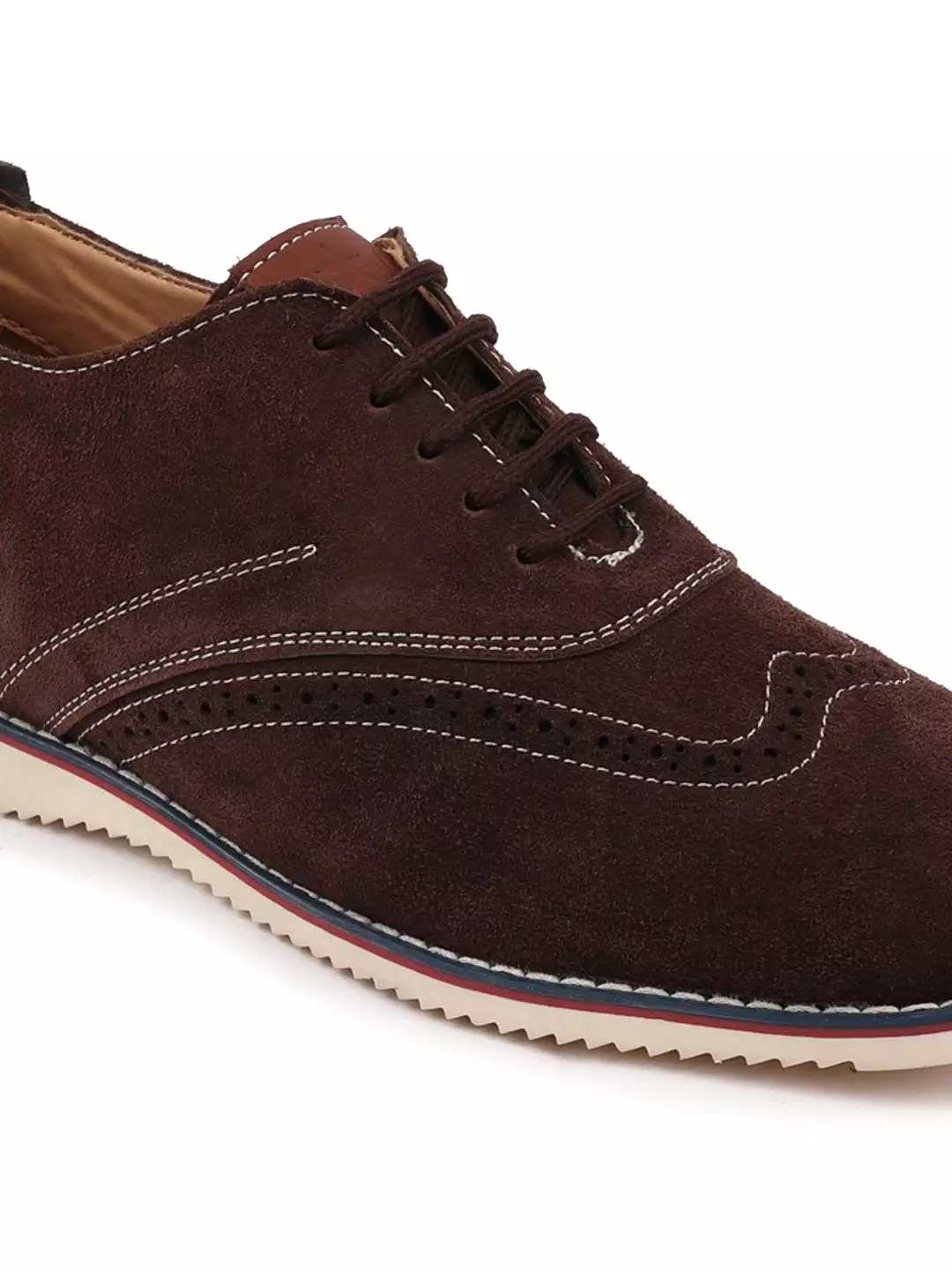 Men Brown Suede Leather Oxford Casual Shoes