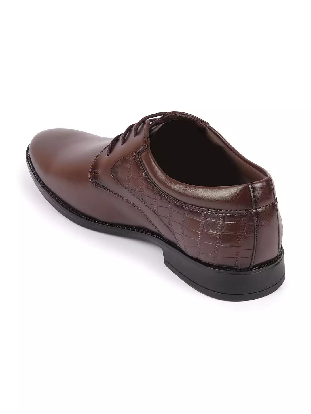 Men Brown Wedding Party Embossed Design Oxford Lace Up Shoes