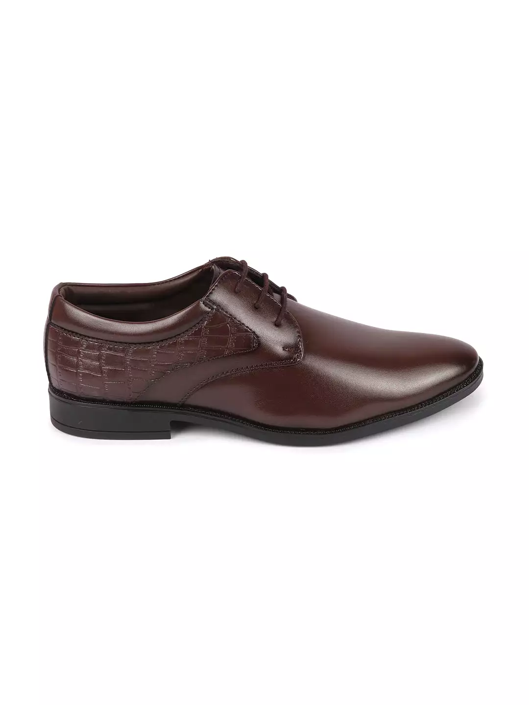 Men Brown Wedding Party Embossed Design Oxford Lace Up Shoes