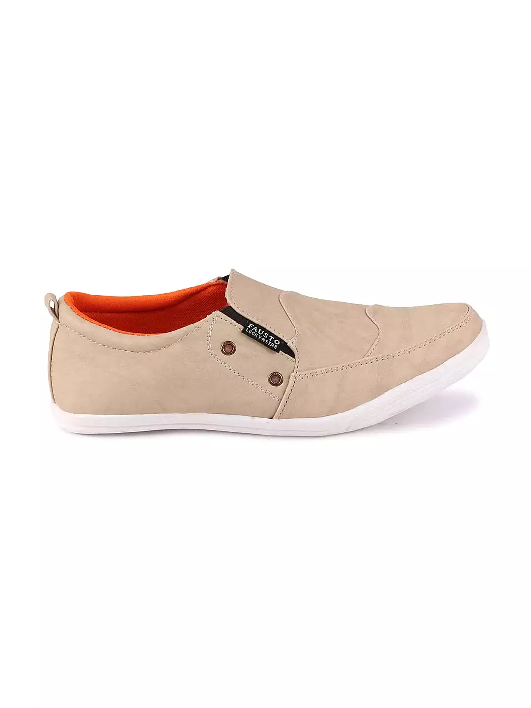 Men Cream Casual Slip-On Loafers