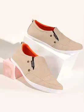 Men Cream Casual Slip-On Loafers