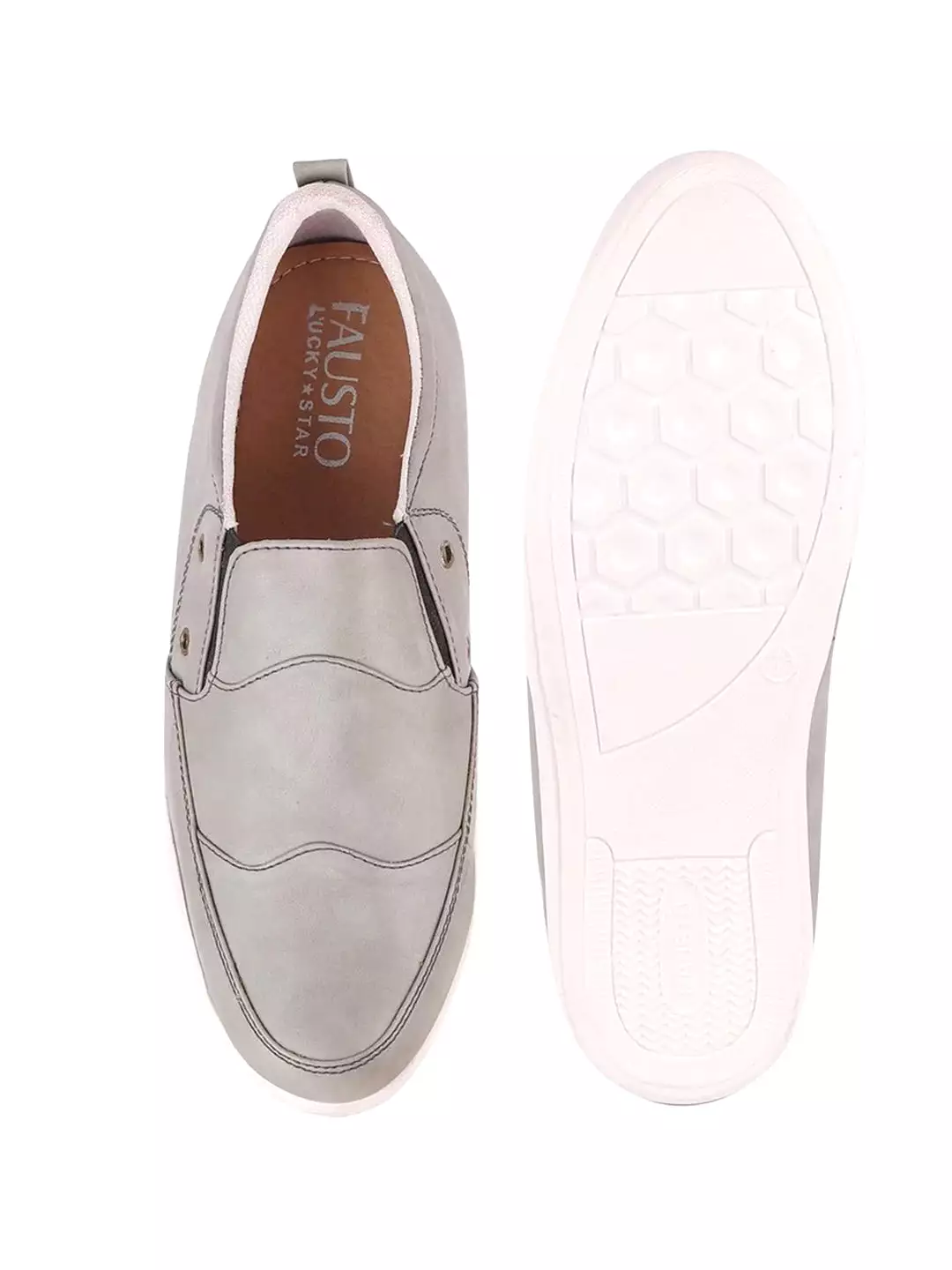 Men Grey Casual Slip-On Loafers