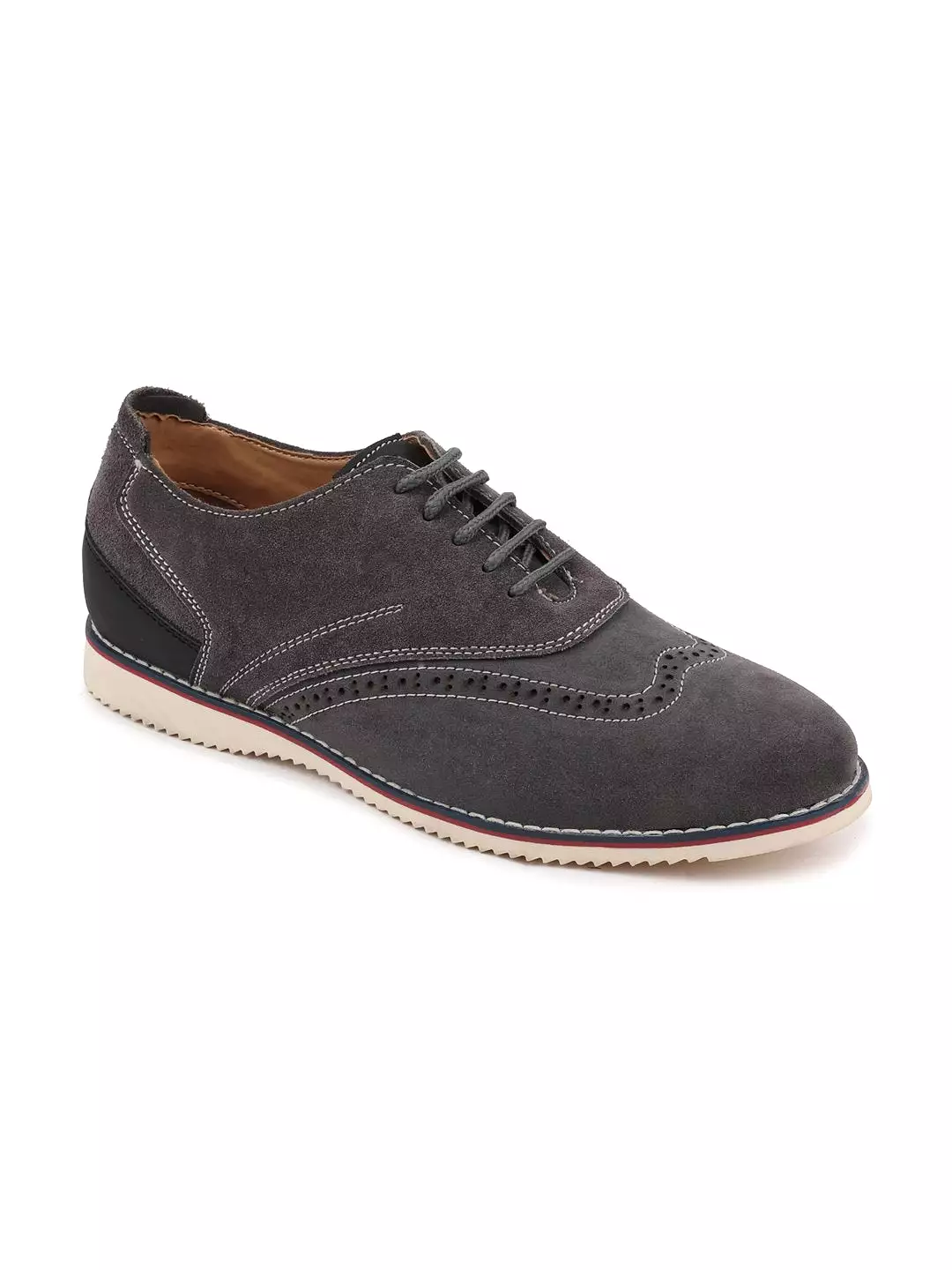 Men Grey Suede Leather Oxford Casual Shoes