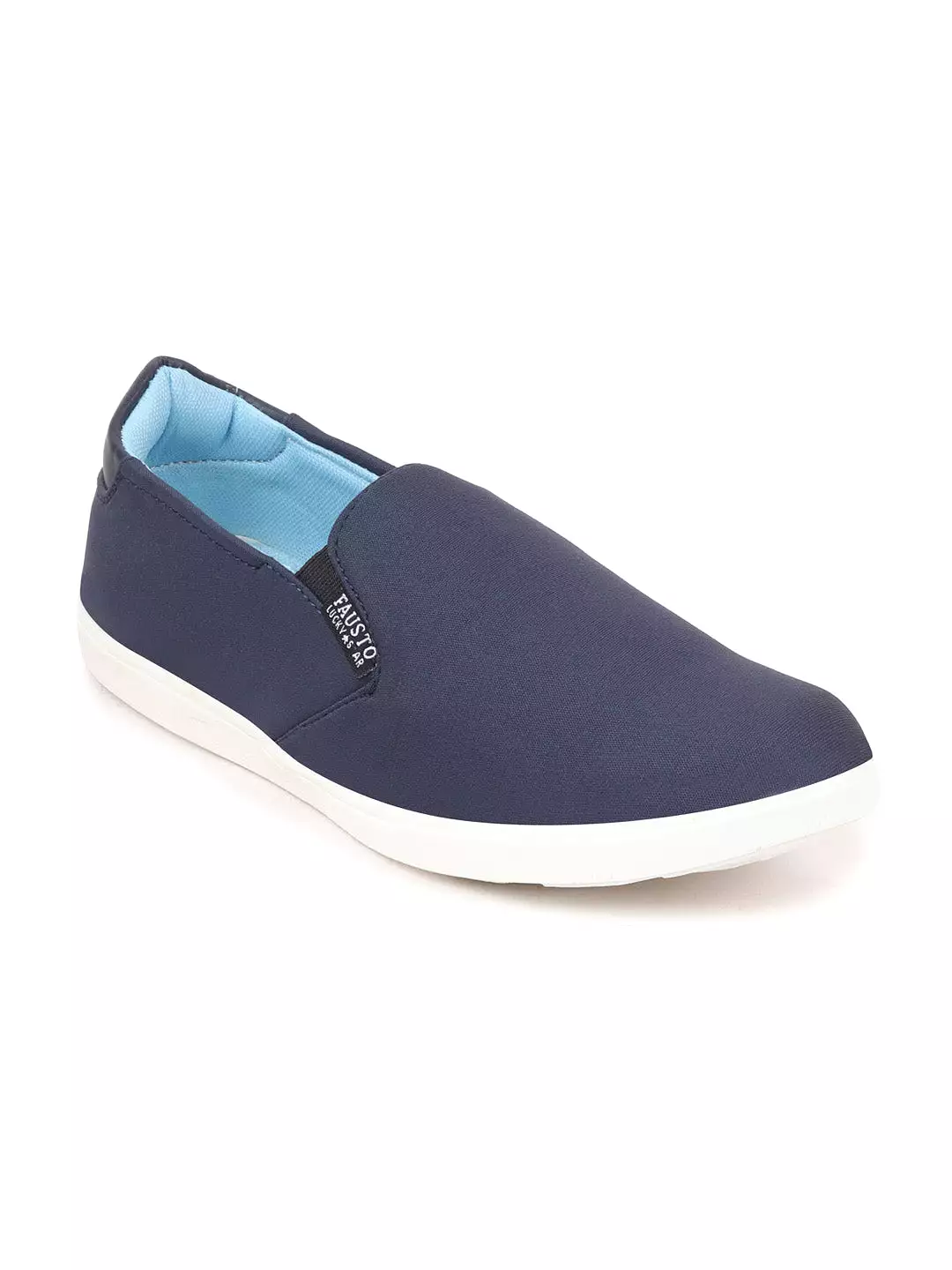 Men Navy Blue Casual Canvas Slip-On Loafers