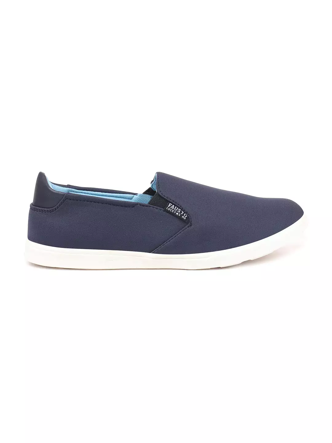 Men Navy Blue Casual Canvas Slip-On Loafers