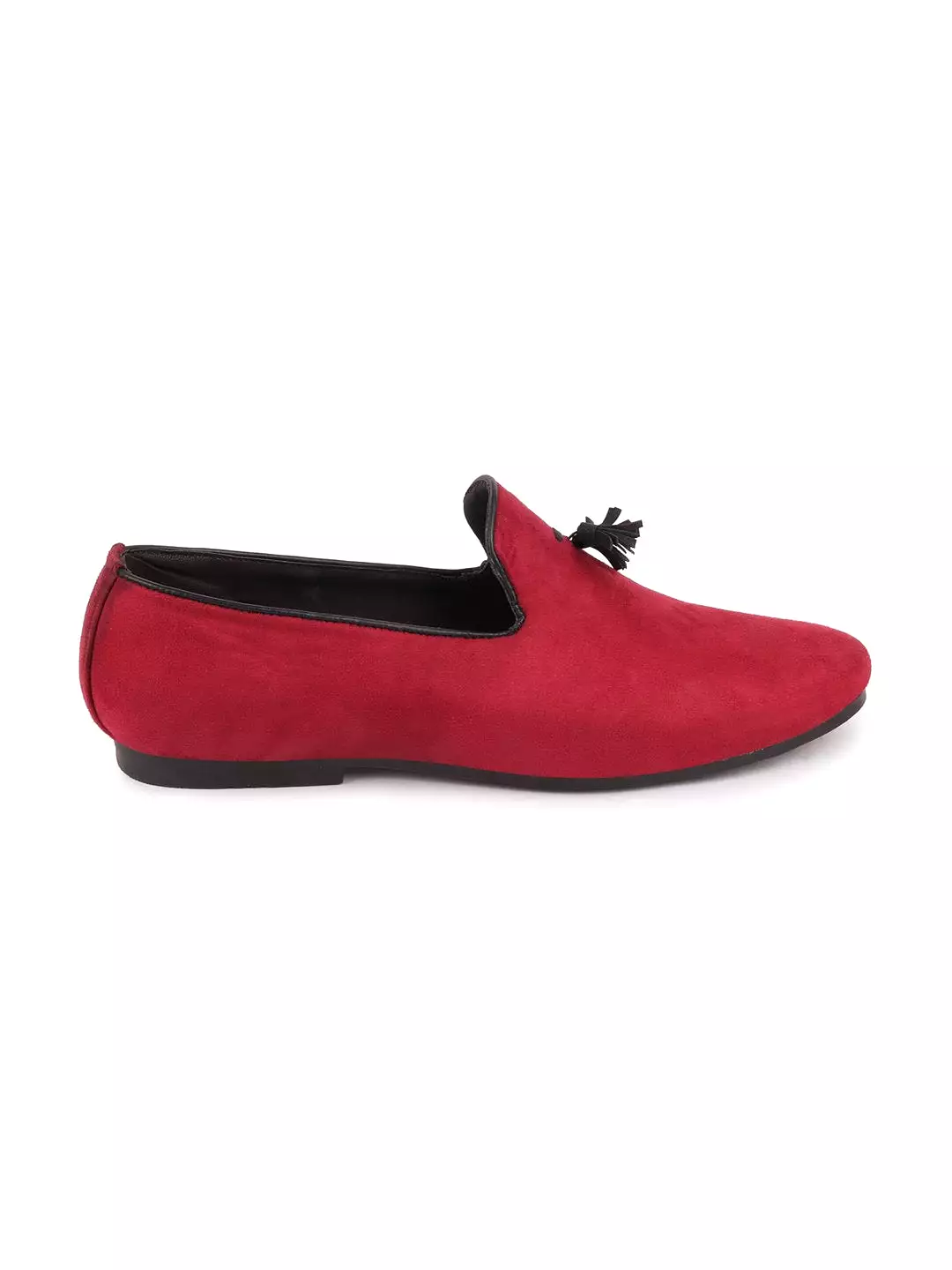 Men Red Casual Velvet Slip-On Loafers