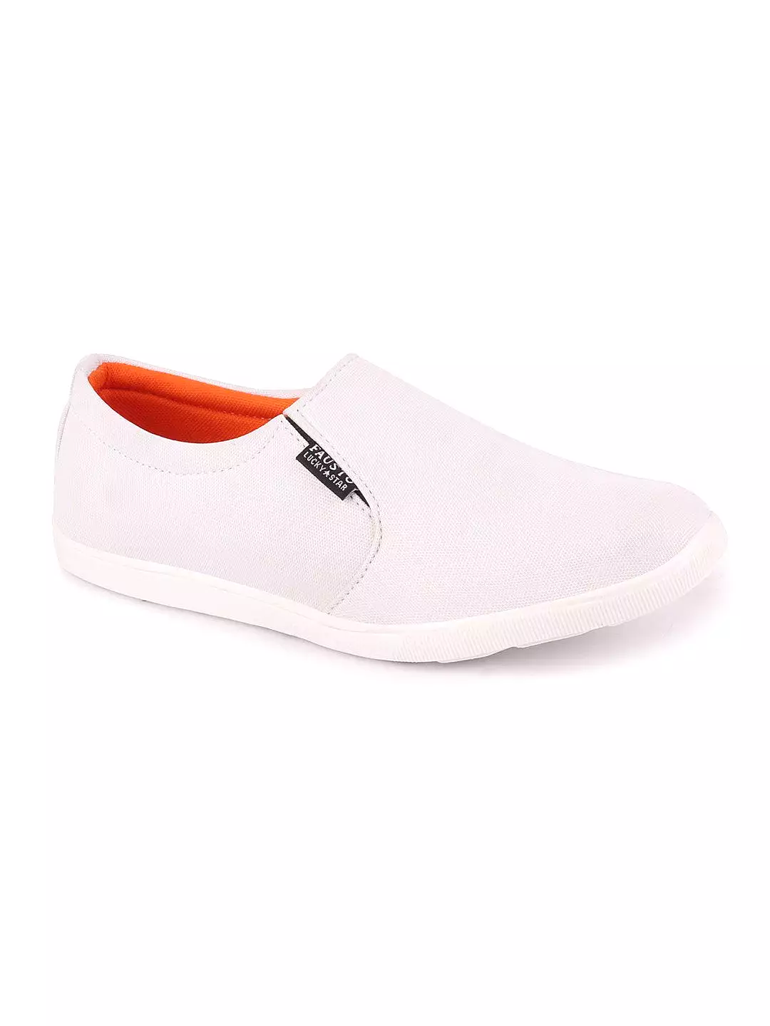 Men White Casual Canvas Slip-On Loafers