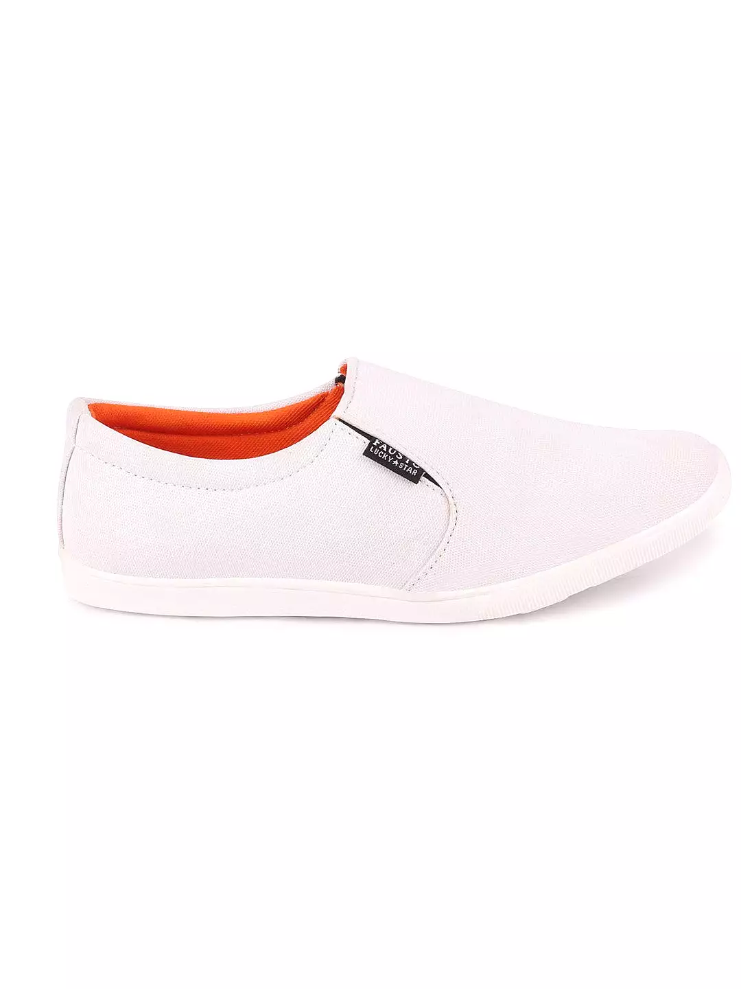 Men White Casual Canvas Slip-On Loafers