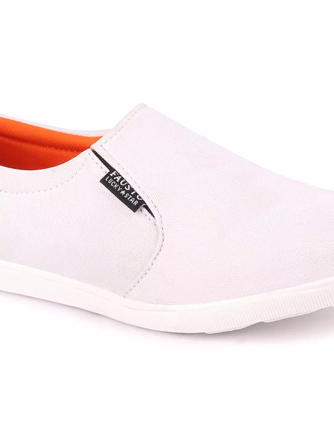 Men White Casual Canvas Slip-On Loafers