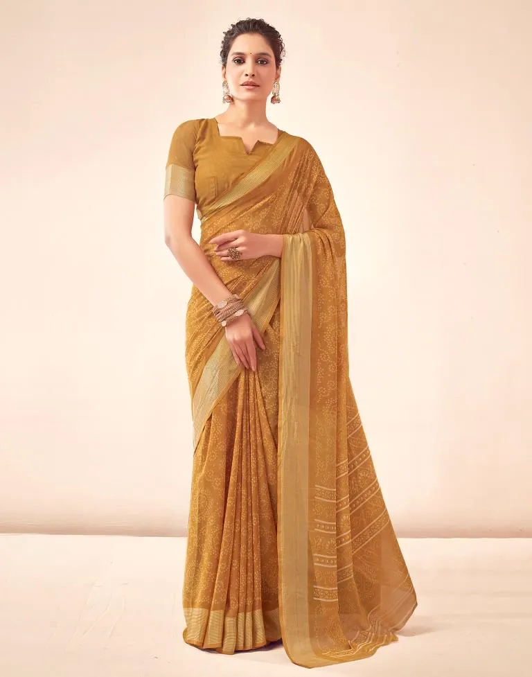 Mustard Yellow Georgette Bandhani Sarees