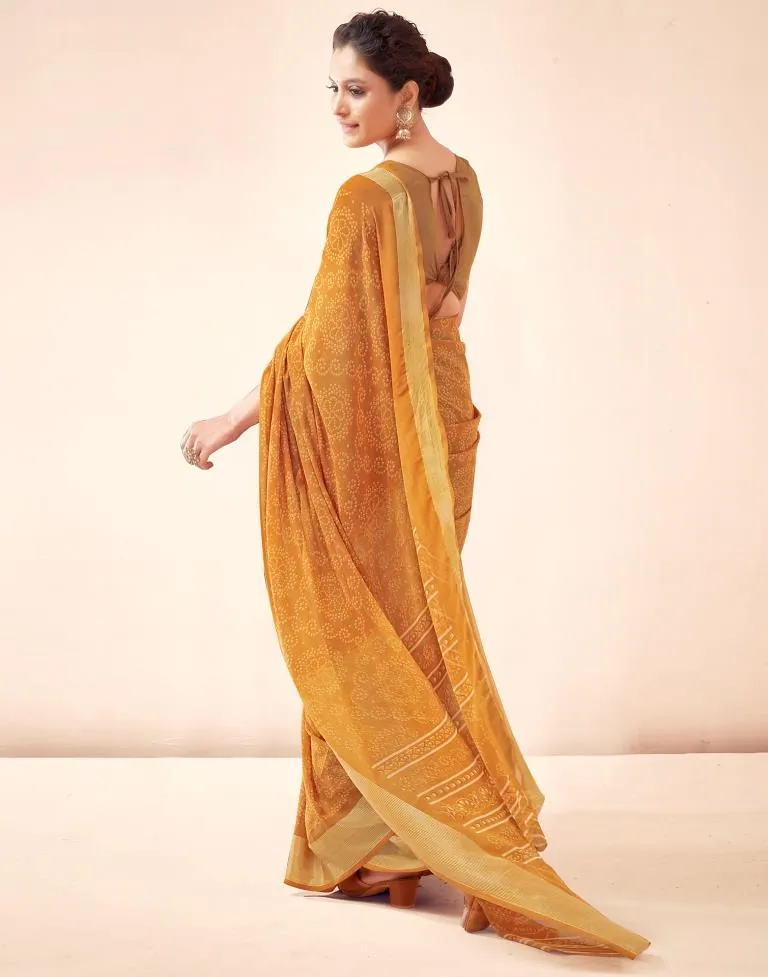 Mustard Yellow Georgette Bandhani Sarees