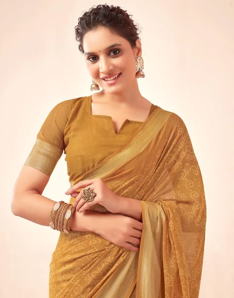 Mustard Yellow Georgette Bandhani Sarees