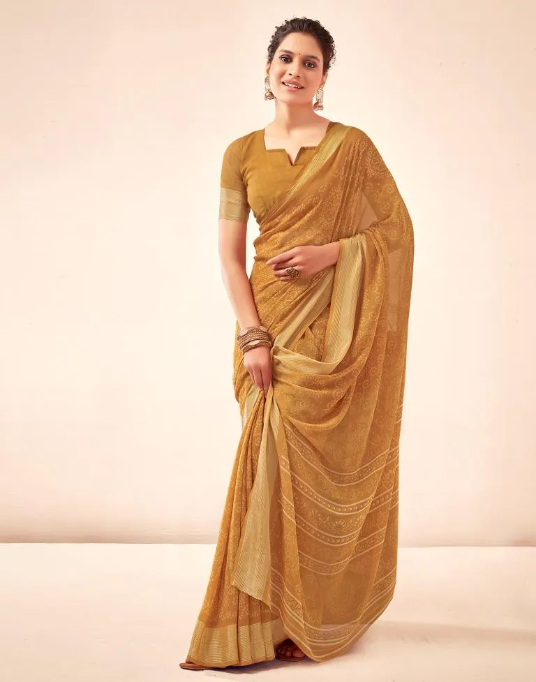 Mustard Yellow Georgette Bandhani Sarees