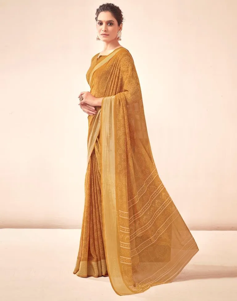 Mustard Yellow Georgette Bandhani Sarees