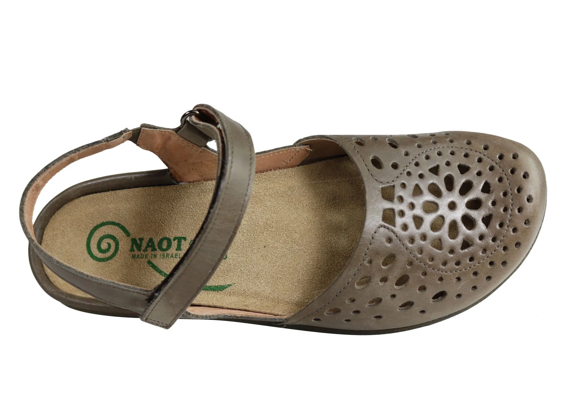 Naot Arataki Womens Closed Toe Orthotic Friendly Leather Flat Sandals