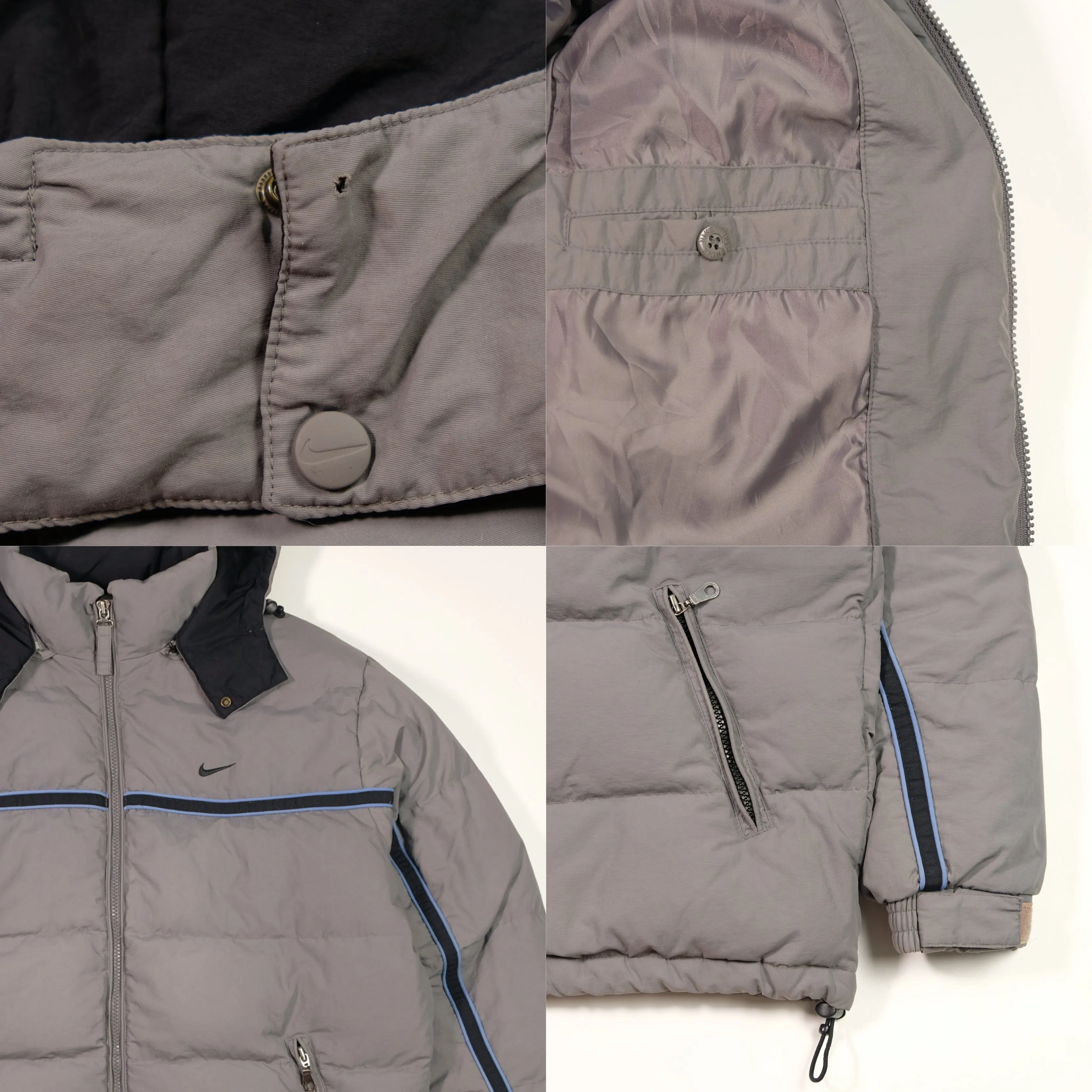 Nike Vintage 2000s Grey Puffer Jacket Large