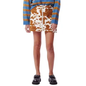 OBEY STRAGGLER MINI SKIRT // COW PRINT